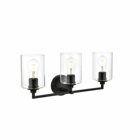 CLING 110 V Three Light Vanity Wall Lamp, Black CL3479708